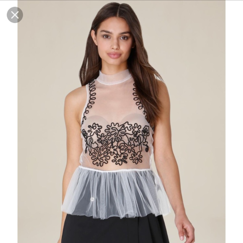TULLE & SOUTACHE PEPLUM TOP